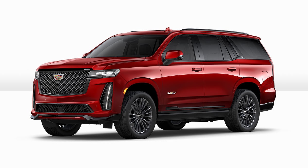 A Side Profile of the Red 2024 Cadillac Escalade-V