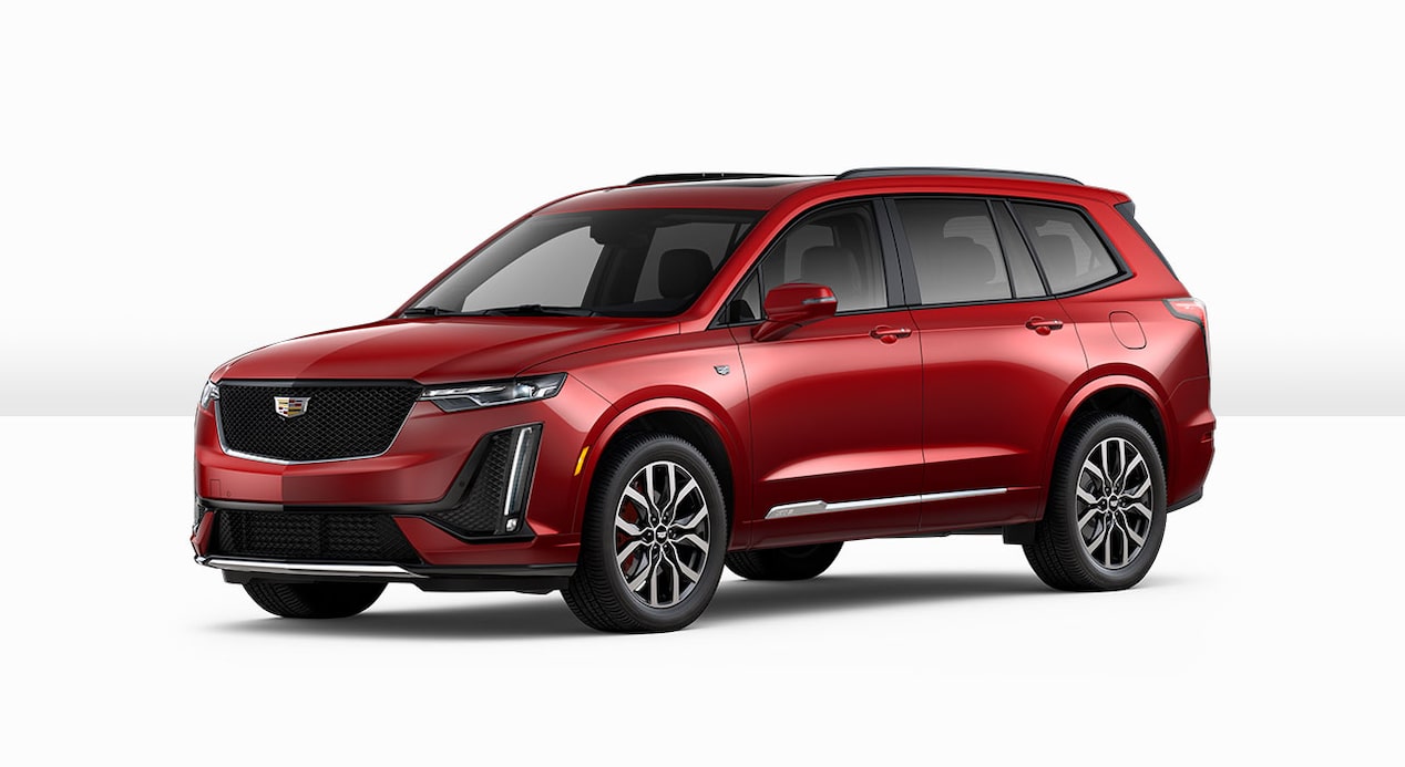 A Side Profile of the Red 2024 Cadillac XT6