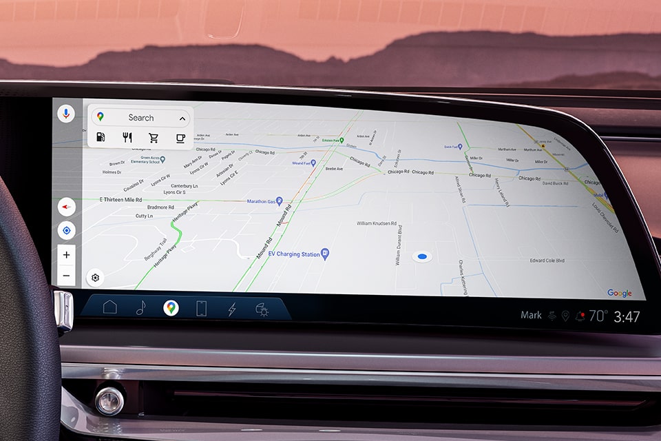 Close-up of Google Maps Displaying on the Vehicle's Screen