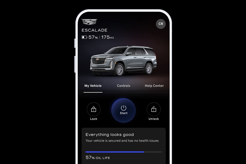 The myCadillac App Displaying the Remote Start for an Escalade