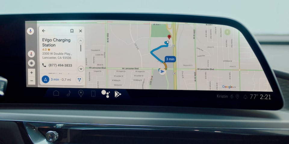 Google Maps Displayed on the Infotainment System of a LYRIQ 